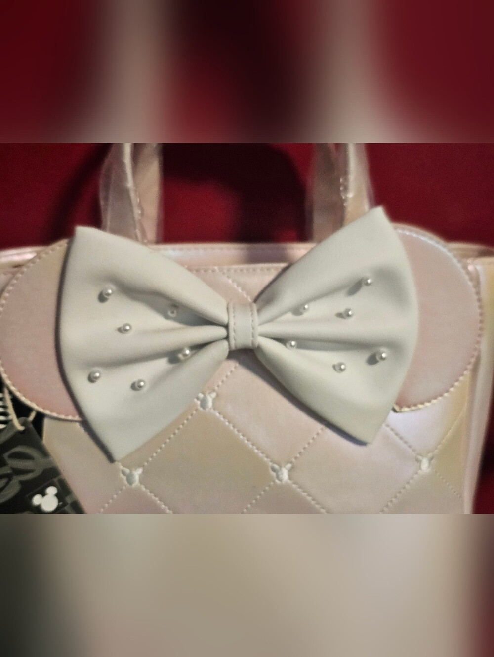 Loungefly Disney Minnie Mouse Pink Pearlescent Finish Mini Satchel Bag - Picture 6 of 12